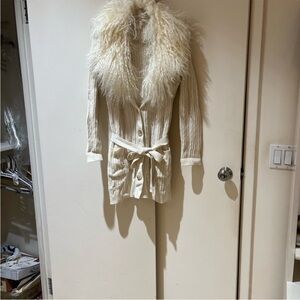 Michael Kors Cream Teddy Jacket with Fur Collar
